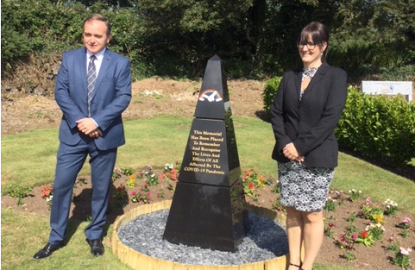 George unveils Treswithian Downs Crematorium Covid-19 Memorial